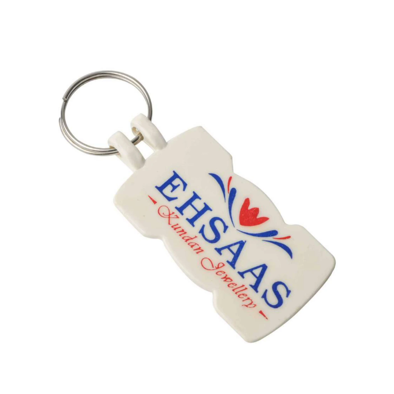 113 White Domed Rectangle ABS Meena Plastic Keychain — 113