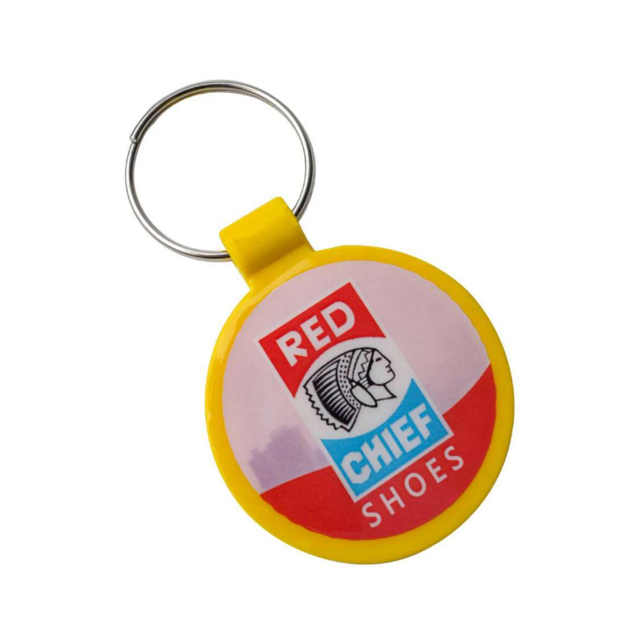 124 Yellow Round Photo ABS Meena Plastic Keychain — 124