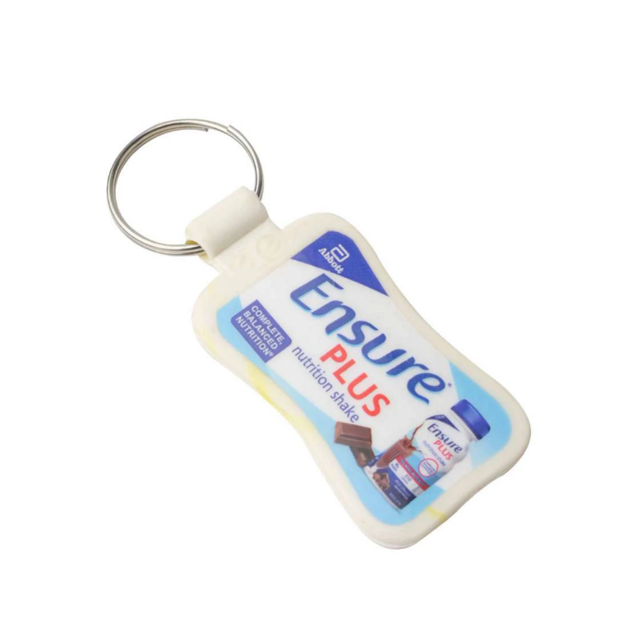 126 White Domed Rectangle Photo ABS Meena Plastic Keychain — 126