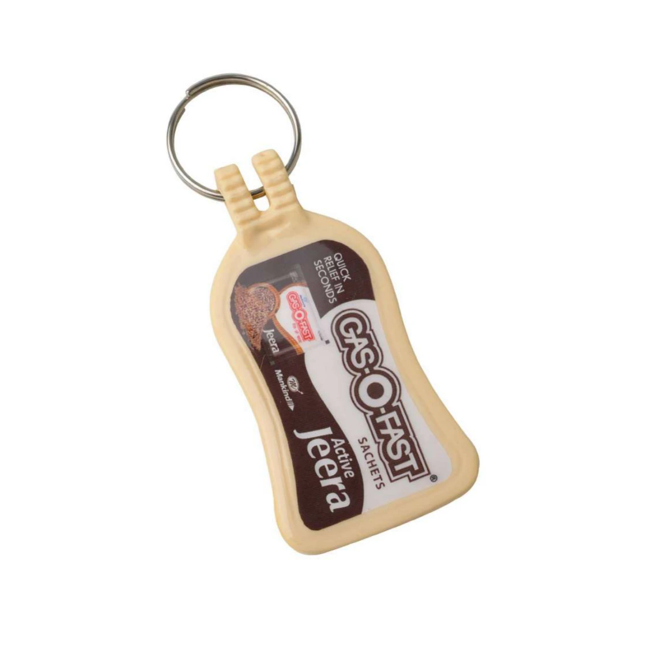 128 Cream Domed Rectangle Photo ABS Meena Plastic Keychain — 128